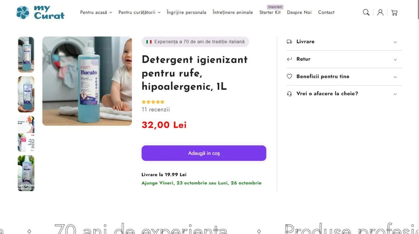 Pagina de produs care răspunde înainte să fie întrebată