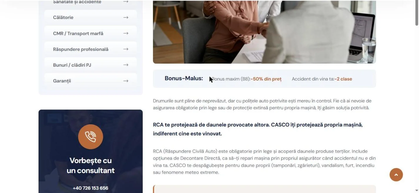Pagina RCA & CASCO, explicată